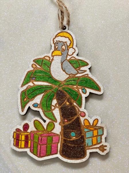 Shimmery Wood Hand Painted Seagull Ornament
